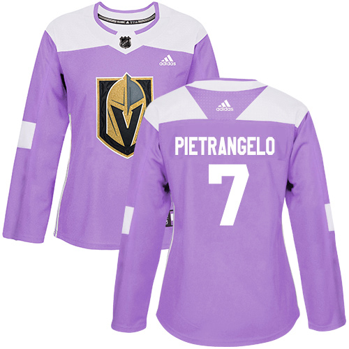 Adidas Golden Knights #7 Alex Pietrangelo Purple Authentic Fights Cancer Women's Stitched Jersey