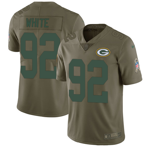 Packers #92 Reggie White Olive Youth Stitched Limited 2017 Salute To Service Jersey