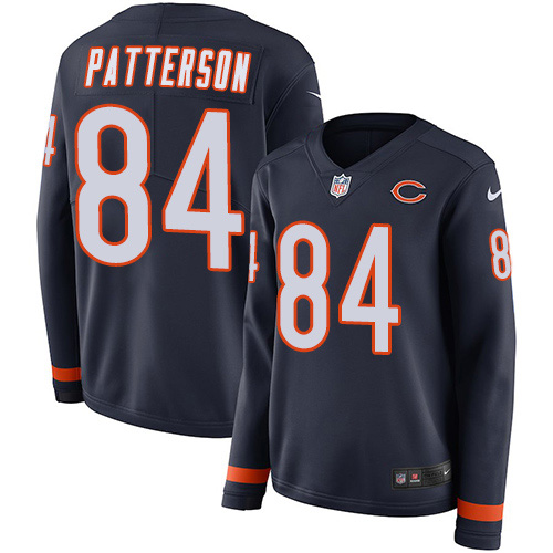 Chicago Bears #84 Cordarrelle Patterson Navy Blue Team Color Women's Stitched Limited Therma Long Sleeve Jersey Womens