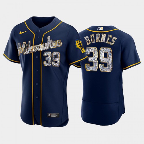 Milwaukee Milwaukee Brewers #39 Corbin Burnes Men's Diamond Edition Jersey - Navy Men's