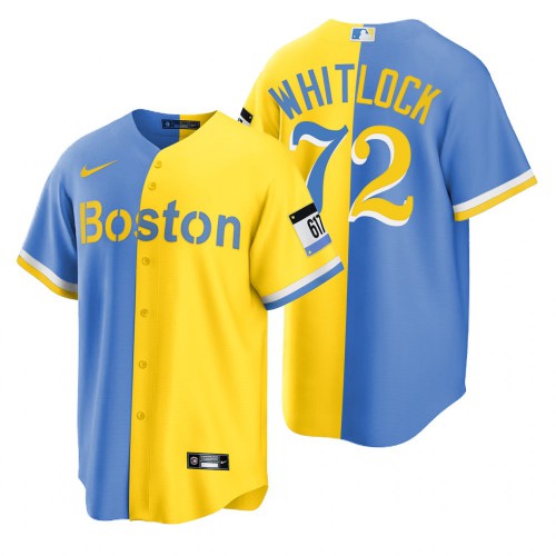Boston Boston Red Sox #72 Garrett Whitlock Blue Gold Men's 2022 City Connect Game Jersey Men's