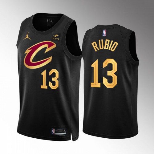 Cleveland Cleveland Cavaliers #13 Ricky Rubio Mens Black 2022-23 Statement Edition Jersey Mens