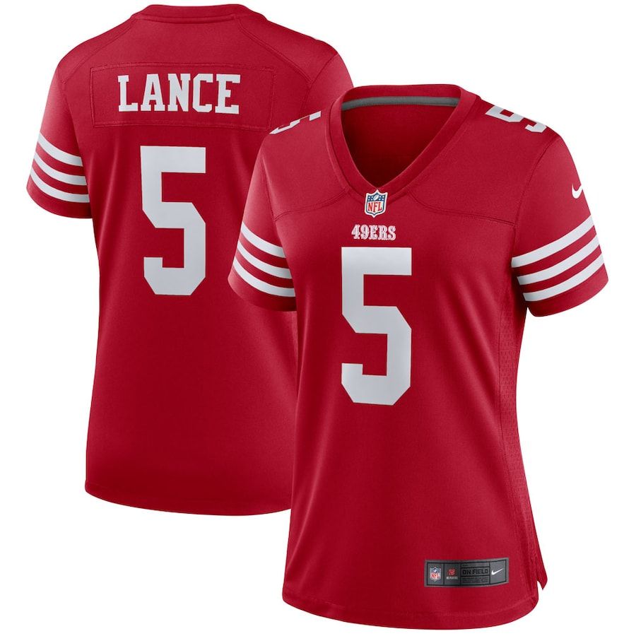 San Francisco 49ers #5 Trey Lance Scarlet Women's 2022-23 Game Jersey