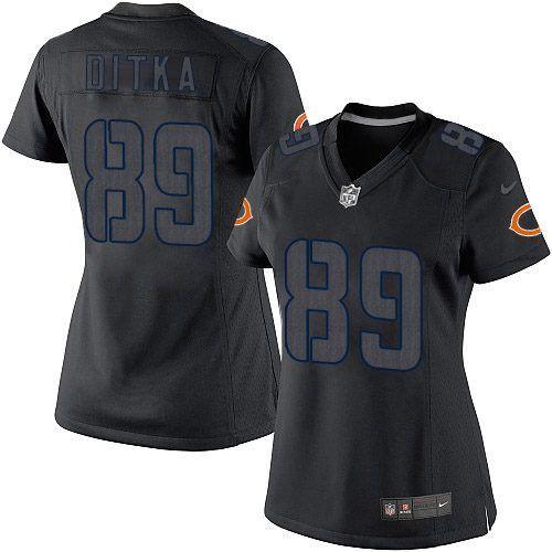 Bears #89 Mike Ditka Black Impact Women's Stitched Limited Jersey