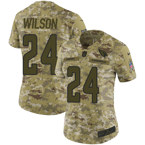 Arizona Cardinals #24 Adrian Wilson Camo Women's Stitched Limited 2018 Salute to Service Jersey Womens