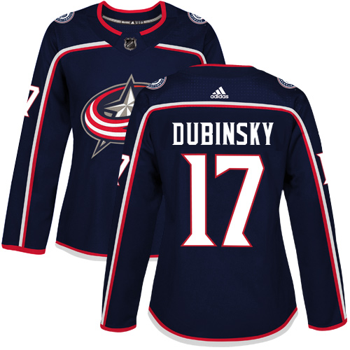 Adidas Columbus Blue Jackets #17 Brandon Dubinsky Navy Blue Home Authentic Women's Stitched Jersey Womens