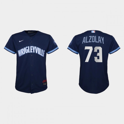Chicago Chicago Cubs #73 Adbert Alzolay Youth 2021 City Connect Navy Jersey Youth
