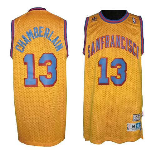 Golden State Warriors #13 Wilt Chamberlain Gold Throwback San Francisco Stitched Jersey Mens