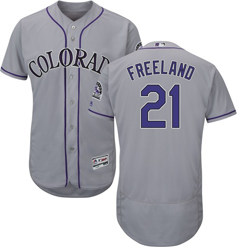 Colorado Rockies #21 Kyle Freeland Grey Flexbase Authentic Collection Stitched Jersey Men's