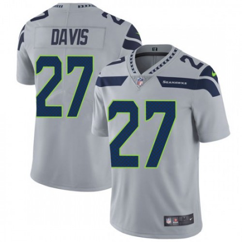 Seattle Seahawks #27 Mike Davis Grey Alternate Men's Stitched Vapor Untouchable Limited Jersey Men's