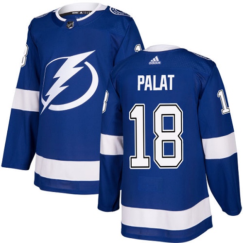 Adidas Tampa Bay Lightning #18 Ondrej Palat Blue Home Authentic Stitched Jersey Men's