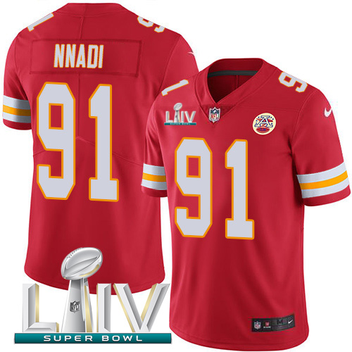 Kansas City Chiefs #91 Derrick Nnadi Red Super Bowl LIV 2020 Team Color Men's Stitched Vapor Untouchable Limited Jersey Men's