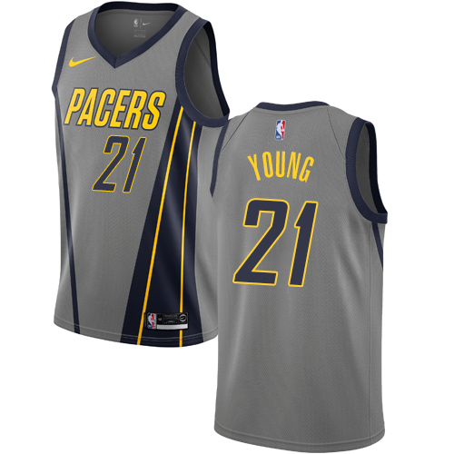 Indiana Pacers #21 Thaddeus Young Gray Swingman City Edition 2018/19 Jersey Mens