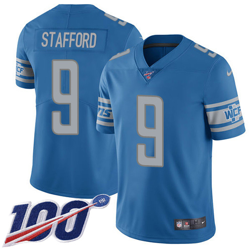 Lions #9 Jameson Williams Blue Team Color Men's Stitched 100th Season Vapor Untouchable Limited Jersey
