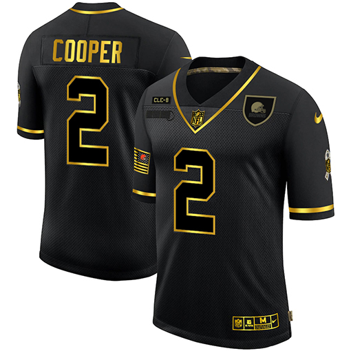 Cleveland Browns #2 Amari Cooper Men's 2020 Salute To Service Golden Limited Jersey Black