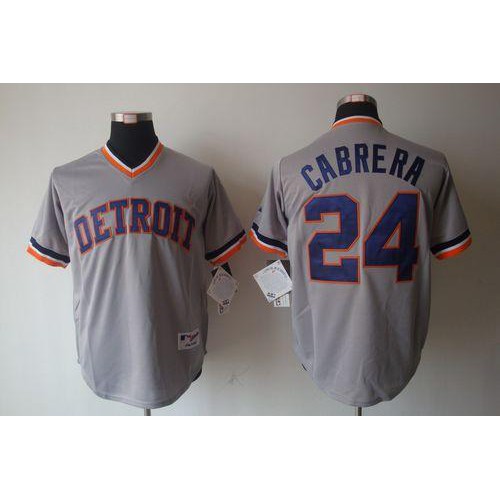 Detroit Tigers #24 Miguel Cabrera Grey 1970's Turn Back The Clock Stitched Jersey Men's