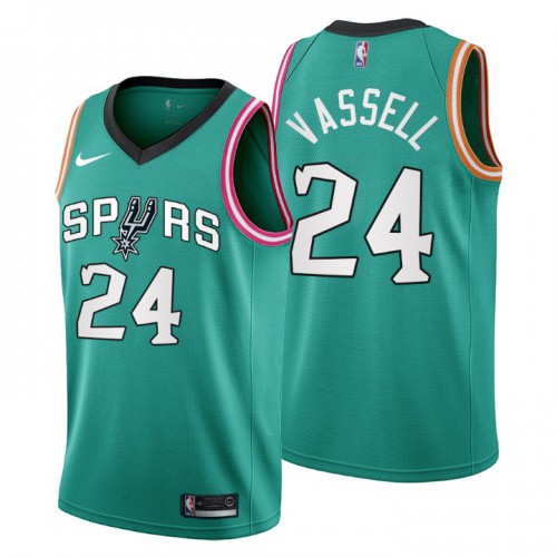 San Antonio Spurs #24 Devin Vassell Mens 2022-23 City Edition Jersey - Cherry Blossom Teal Mens