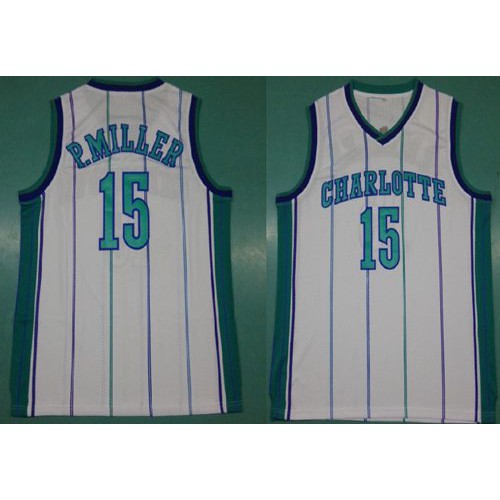 Mitchell And Ness Charlotte Hornets #15 Percy Miller White Throwback Stitched Jersey Mens