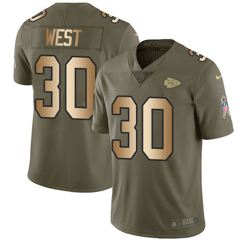 Kansas City Chiefs #30 Charcandrick West Olive/Gold Men's Stitched Limited 2017 Salute To Service Jersey Men's