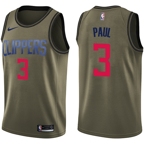 Los Angeles Clippers #3 Chris Paul Green Salute to Service Youth Swingman Jersey Youth