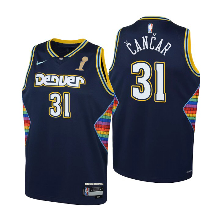 Denver Nuggets #31 Vlatko Cancar Navy Youth 2023 Finals Champions Swingman Jersey - City Edition