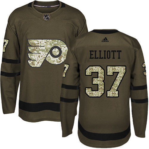 Adidas Philadelphia Flyers #37 Brian Elliott Green Salute to Service Stitched Youth Jersey Youth