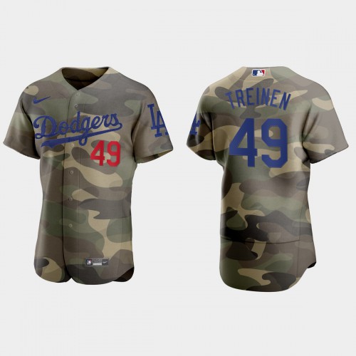 Los Angeles Los Angeles Dodgers #49 Blake Treinen Men's 2021 Armed Forces Day Authentic Jersey -Camo Men's