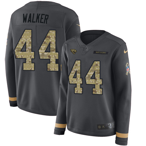 Jaguars #44 Travon Walker Anthracite Salute To Service Women's Stitched Limited Therma Long Sleeve Jersey