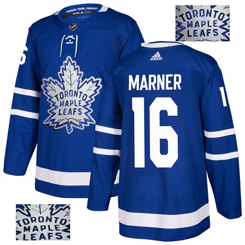 Adidas Maple Toronto Maple Leafs #16 Mitchell Marner Blue Home Authentic Fashion Gold Stitched Jersey Men's