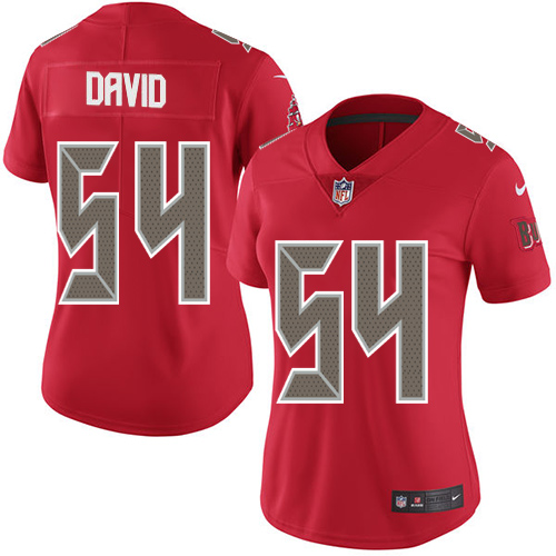 Buccaneers #54 Lavonte David Red Women's Stitched Limited Rush Jersey