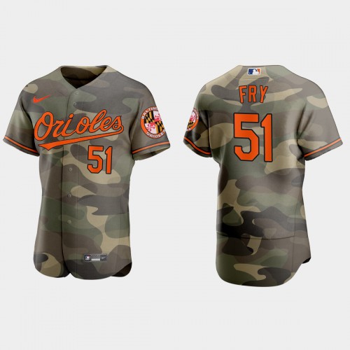 Baltimore Baltimore Orioles #51 Paul Fry Men's 2021 Armed Forces Day Authentic Jersey -Camo Men's