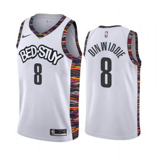 Brooklyn Nets #8 Spencer Dinwiddie Mens 2019-20 White BED-STUY City Edition Stitched Jersey Mens