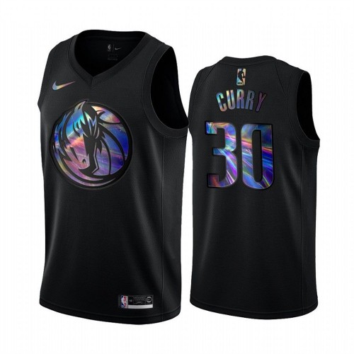Dallas Mavericks #30 Seth Curry Mens Iridescent Holographic Collection Jersey - Black Mens