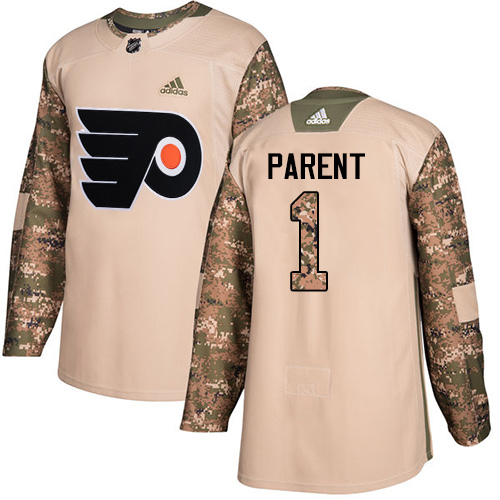 Adidas Philadelphia Flyers #1 Bernie Parent Camo Authentic 2017 Veterans Day Stitched Youth Jersey Youth