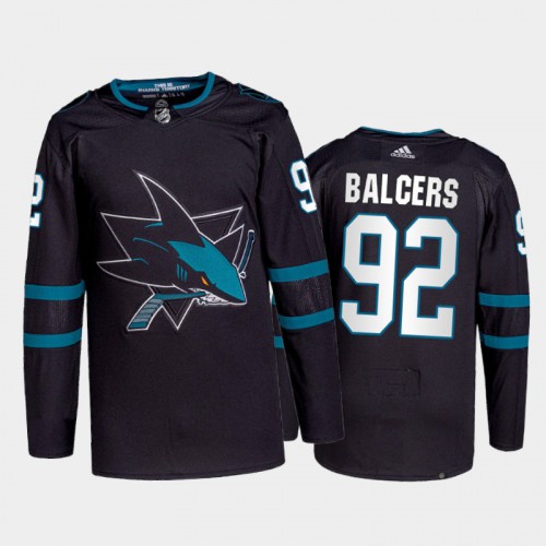 Adidas San Jose Sharks #92 Rudolfs Balcers Men's 2021-22 Alternate Authentic Jersey - Black Men's