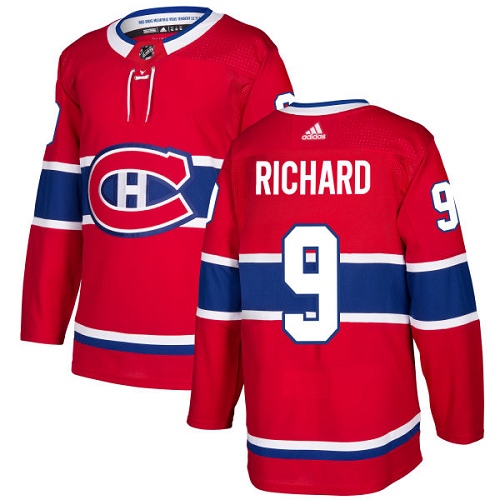 Adidas Montreal Canadiens #9 Maurice Richard Red Home Authentic Stitched Jersey Men's