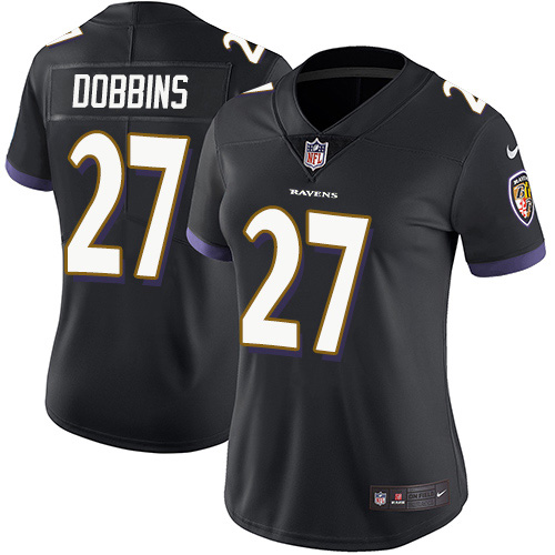 Baltimore Ravens #27 J.K. Dobbins Black Alternate Women's Stitched Vapor Untouchable Limited Jersey Womens