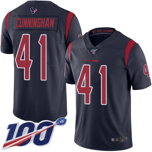 Houston Texans #41 Zach Cunningham Navy Blue Men's Stitched Limited Rush 100th Season Jersey Men's