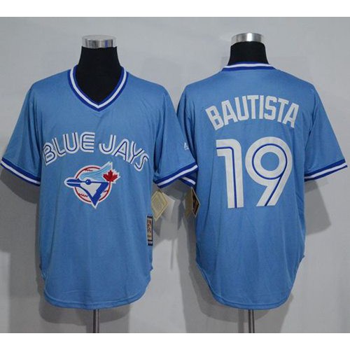 Toronto Blue Jays #19 Jose Bautista Light Blue Cooperstown Throwback Stitched Jersey Men's