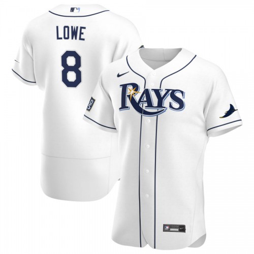 Tampa Bay Tampa Bay Rays #8 Brandon Lowe Men's White Home 2020 World Series Bound Authentic Player Jersey Men's