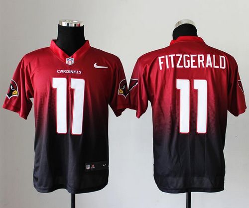Cardinals #11 Larry Fitzgerald Red/Black Men's Stitched Elite Fadeaway Fashion Jersey