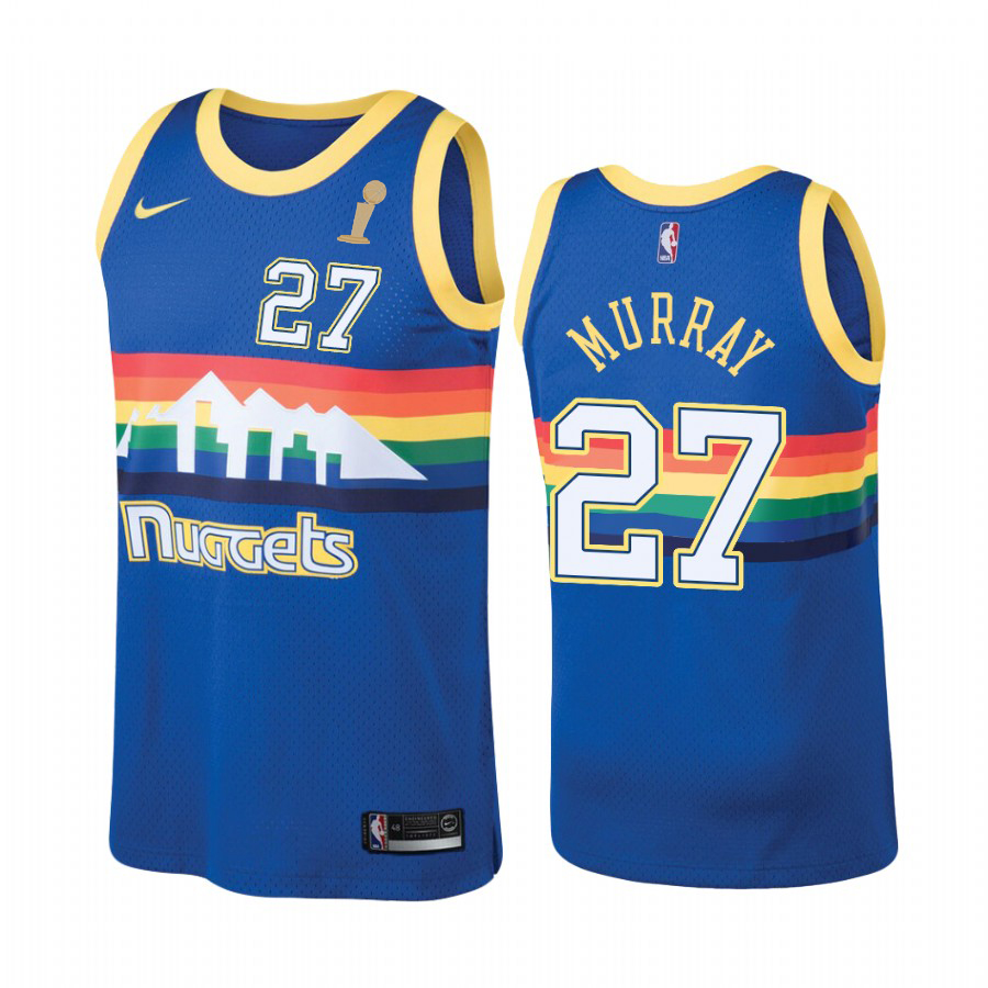 Nuggets #27 Jamal Murray Hardwood Classic Blue Youth 2023 Finals Champions Jersey