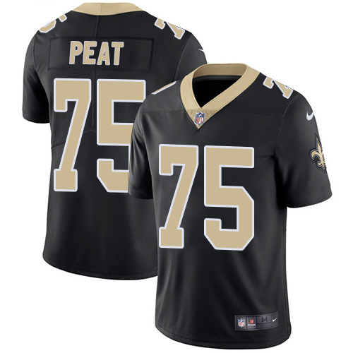 New Orleans Saints #75 Andrus Peat Black Team Color Men's Stitched Vapor Untouchable Limited Jersey Men's