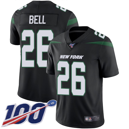 New York Jets #26 Le'Veon Bell Black Alternate Youth Stitched 100th Season Vapor Limited Jersey Youth