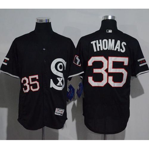 Chicago White Sox #35 Frank Thomas Black New Flexbase Authentic Collection Stitched Jersey Men's