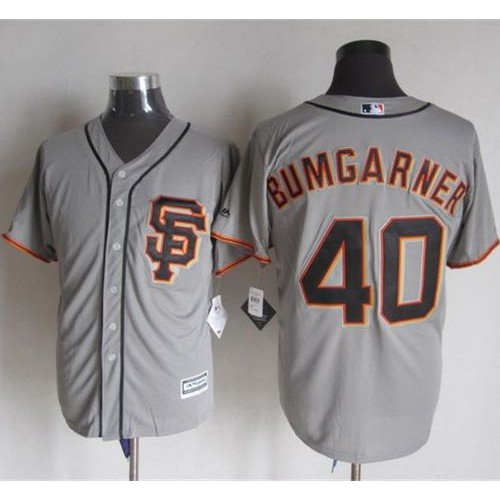 San Francisco Giants #40 Madison Bumgarner Grey Road 2 New Cool Base Stitched Jersey Men's