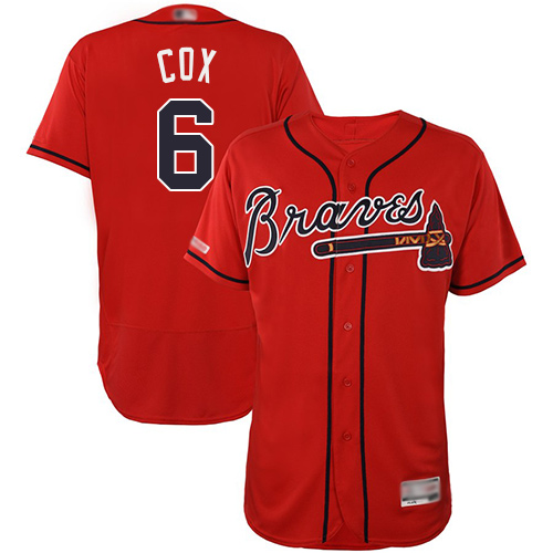 Atlanta Braves #6 Bobby Cox Red Flexbase Authentic Collection Stitched Jersey Men's