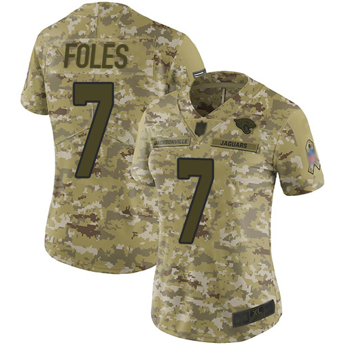 Jacksonville Jaguars #7 Nick Foles Camo Women's Stitched Limited 2018 Salute to Service Jersey Womens