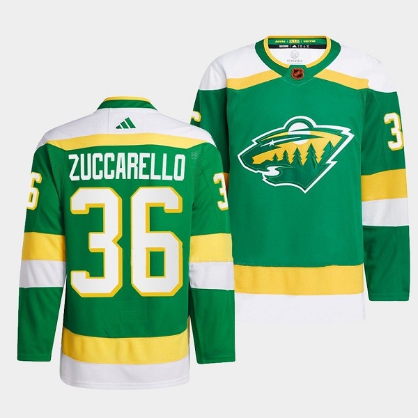 Minnesota Wild #36 Mats Zuccarello Men's Adidas Reverse Retro 2.0 Authentic Player Jersey - Green