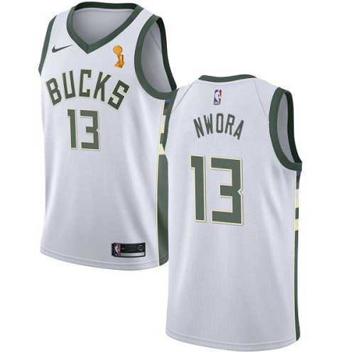 Milwaukee Bucks #13 Jordan Nwora Womens 2021 Finals Champions Swingman Association Edition Jersey White Womens